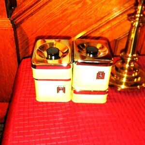VINTAGE ~~~ Harmony Yellow Metal Stackable CANISTER SET ~ 4 Containers ~~~